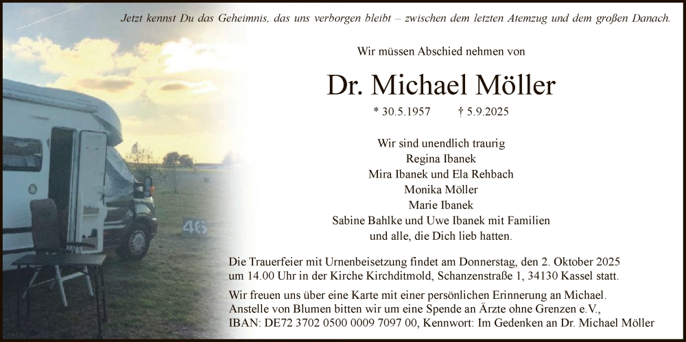  Traueranzeige für Michael Möller vom 27.09.2025 aus HNA