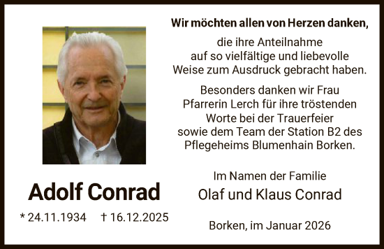 Traueranzeige von Adolf Conrad von HNA