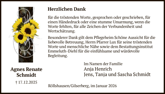 Traueranzeige von Agnes Renate Schmidt von HNA