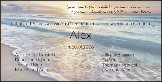 Traueranzeige von Alex  von HNAHNA