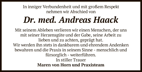 Traueranzeige von Andreas Haack von HNA