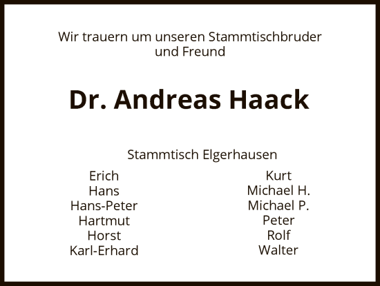 Traueranzeige von Andreas Haack von HNA