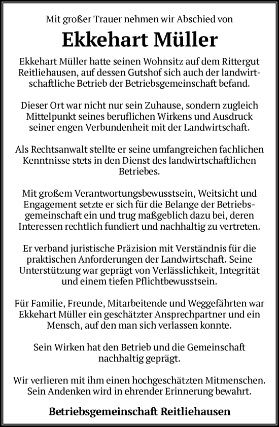 Traueranzeige von Ekkehart Müller von HNA