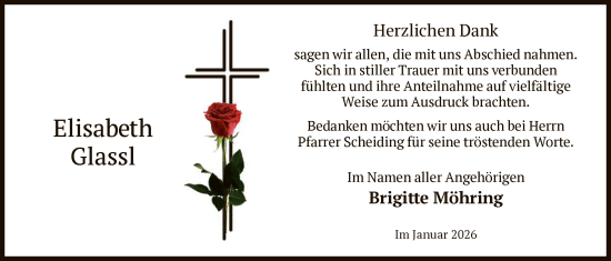 Traueranzeige von Elisabeth Glassl von HNA
