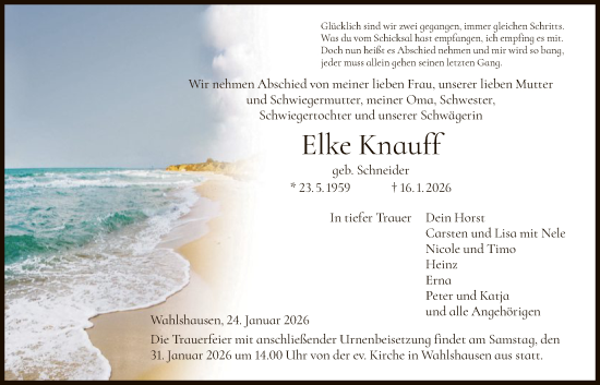 Traueranzeige von Elke Knauff von HNA