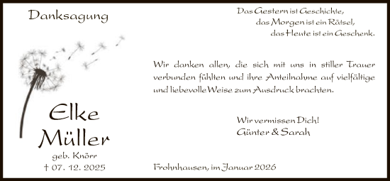 Traueranzeige von Elke Müller von HNA