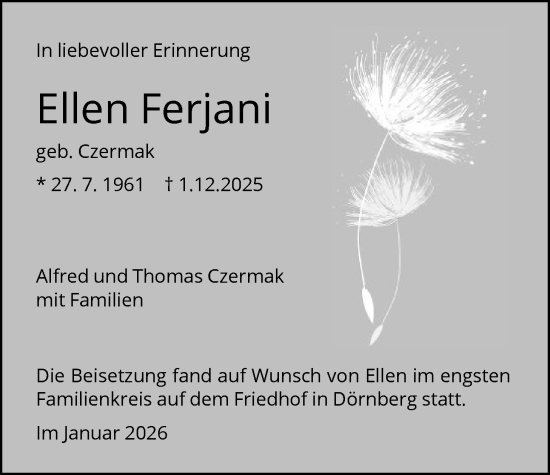 Traueranzeige von Ellen Ferjani von HNAHNA