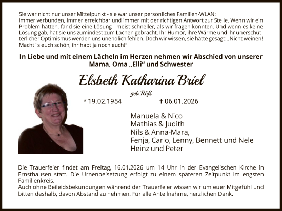 Traueranzeige von Elsbeth Katharina Briel von HNA