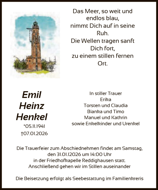 Traueranzeige von Emil Heinz Henkel von HNA