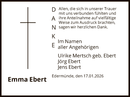 Traueranzeige von Emma Ebert von HNA