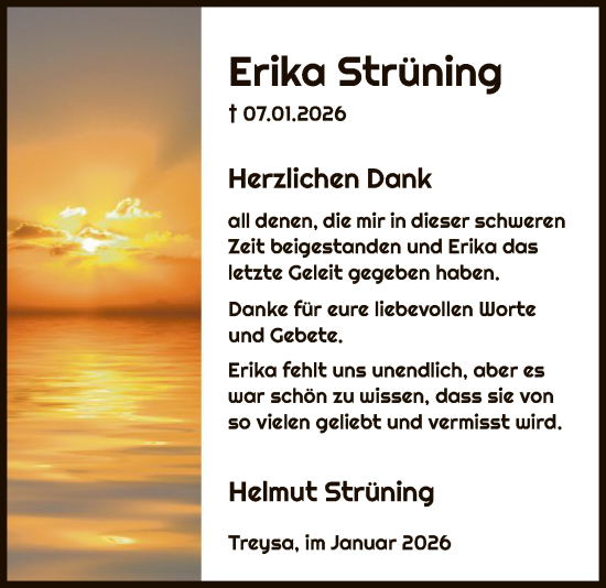 Traueranzeige von Erika Strüning von HNA