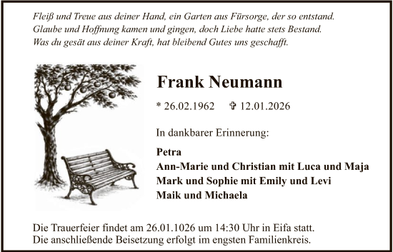 Traueranzeige von Frank Neumann von HNA