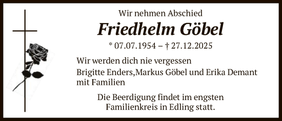 Traueranzeige von Friedhelm Göbel von HNA
