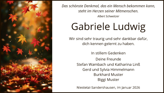 Traueranzeige von Gabriele Ludwig von HNA