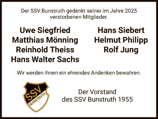 Traueranzeige von Gedenken Mitglieder  von HNA