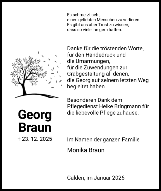 Traueranzeige von Georg Braun von HNA
