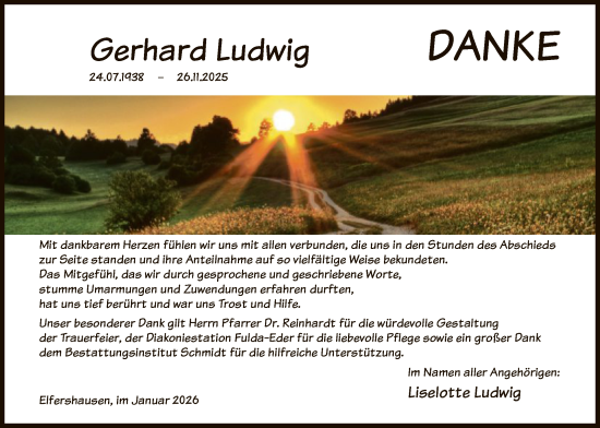 Traueranzeige von Gerhard Ludwig von HNA