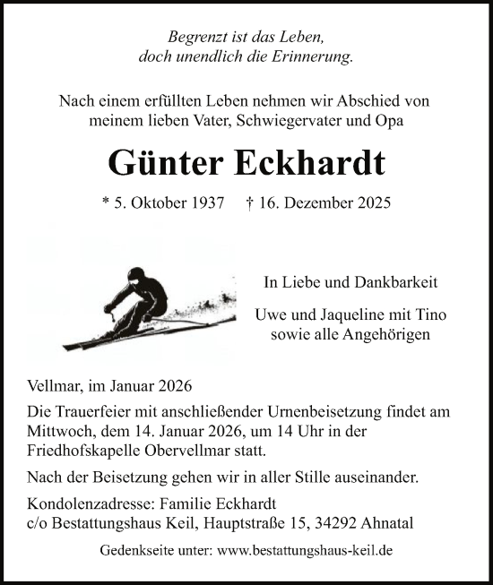 Traueranzeige von Günter Eckhardt von HNA