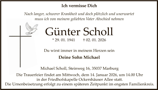 Traueranzeige von Günter Scholl von HNA