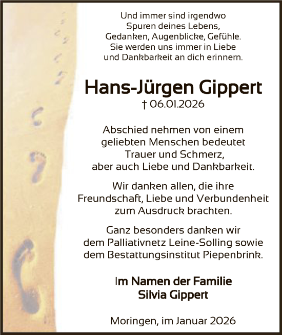 Traueranzeige von Hans-Jürgen Gippert von HNA
