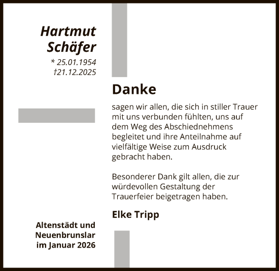 Traueranzeige von Hartmut Schäfer von HNAHNA