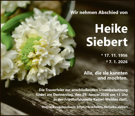 Traueranzeige von Heike Siebert von HNA