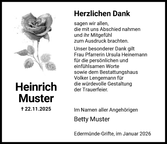 Traueranzeige von Heinrich Muster von HNA