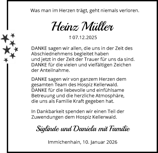 Traueranzeige von Heinz Müller von HNA