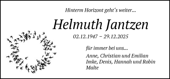 Traueranzeige von Helmuth Jantzen von HNA