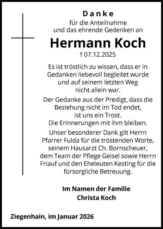 Traueranzeige von Hermann Koch von HNA