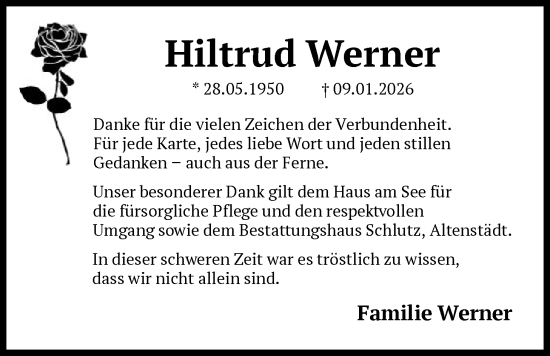 Traueranzeige von Hiltrud Werner von HNA