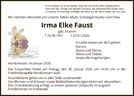 Traueranzeige von Irma Elke Faust von HNA