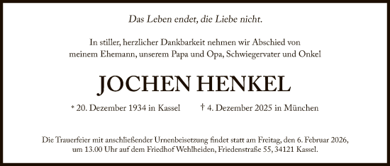 Traueranzeige von Jochen Henkel von HNA