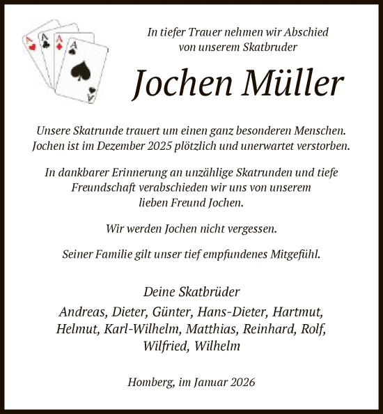 Traueranzeige von Jochen Müller von HNA