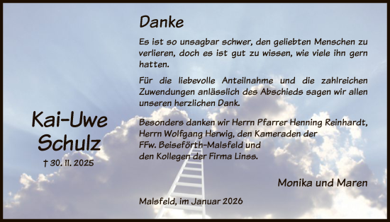 Traueranzeige von Kai-Uwe Schulz von HNA