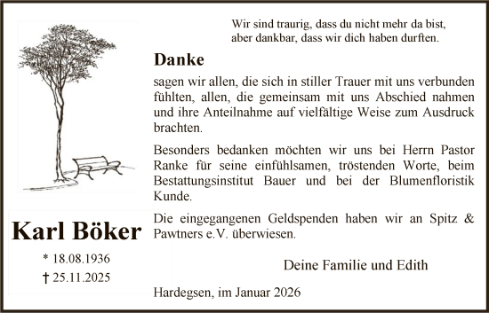 Traueranzeige von Karl Böker von HNA