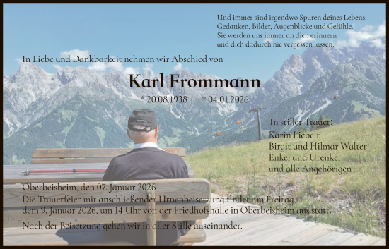 Traueranzeige von Karl Frommann von HNA