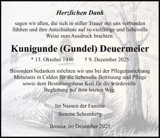 Traueranzeige von Kunigunde Deuermeier von HNAHNA
