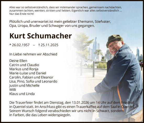 Traueranzeige von Kurt Schumacher von HNA