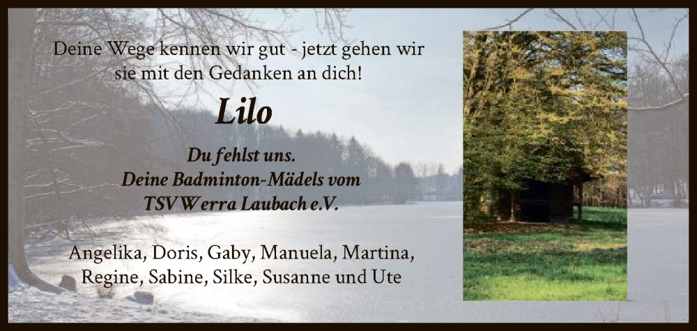  Traueranzeige für Lilo Börker vom 24.01.2026 aus HNA