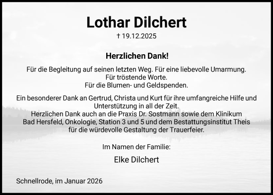 Traueranzeige von Lothar Dilchert von HNA