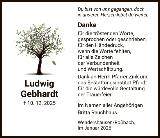 Traueranzeige von Ludwig Gebhardt von HNA