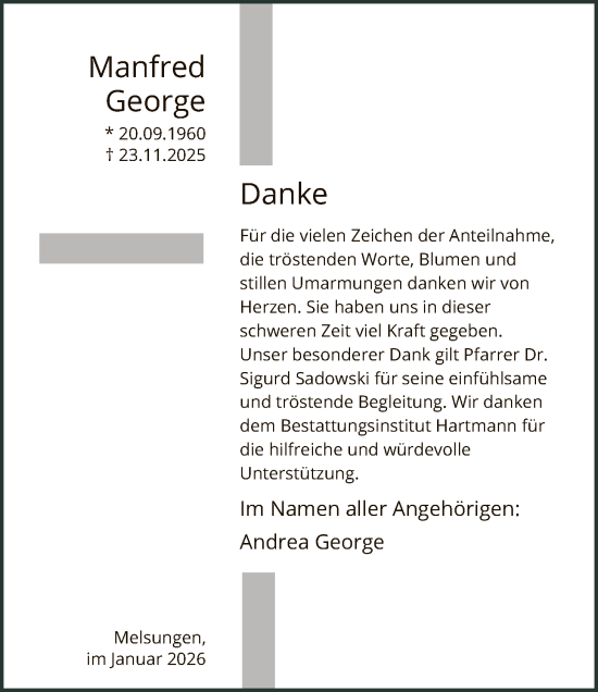 Traueranzeige von Manfred George von HNAHNA