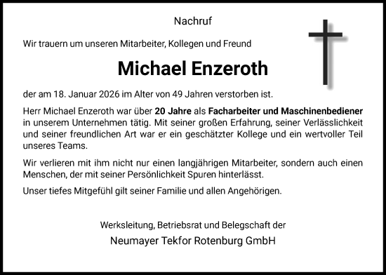 Traueranzeige von Michael Enzeroth von HNHNA