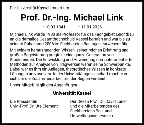 Traueranzeige von Michael Link von HNA