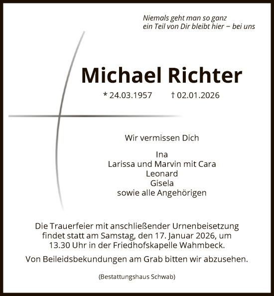 Traueranzeige von Michael Richter von HNA