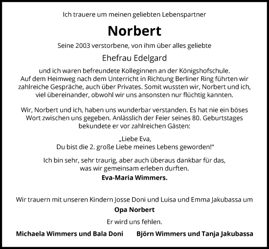 Traueranzeige von Norbert Buchwald von HNA