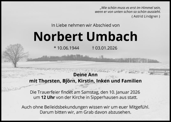 Traueranzeige von Norbert Umbach von HNAHNA