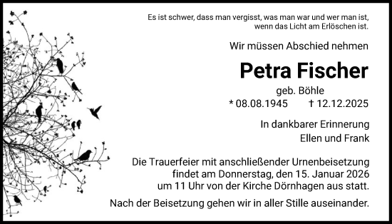 Traueranzeige von Petra Fischer von HNA