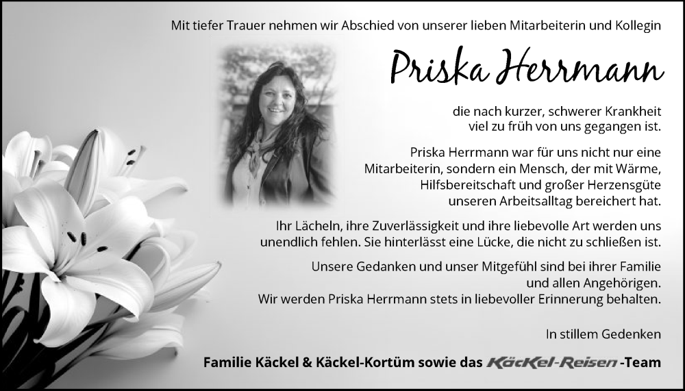  Traueranzeige für Priska Herrmann vom 31.01.2026 aus HNA